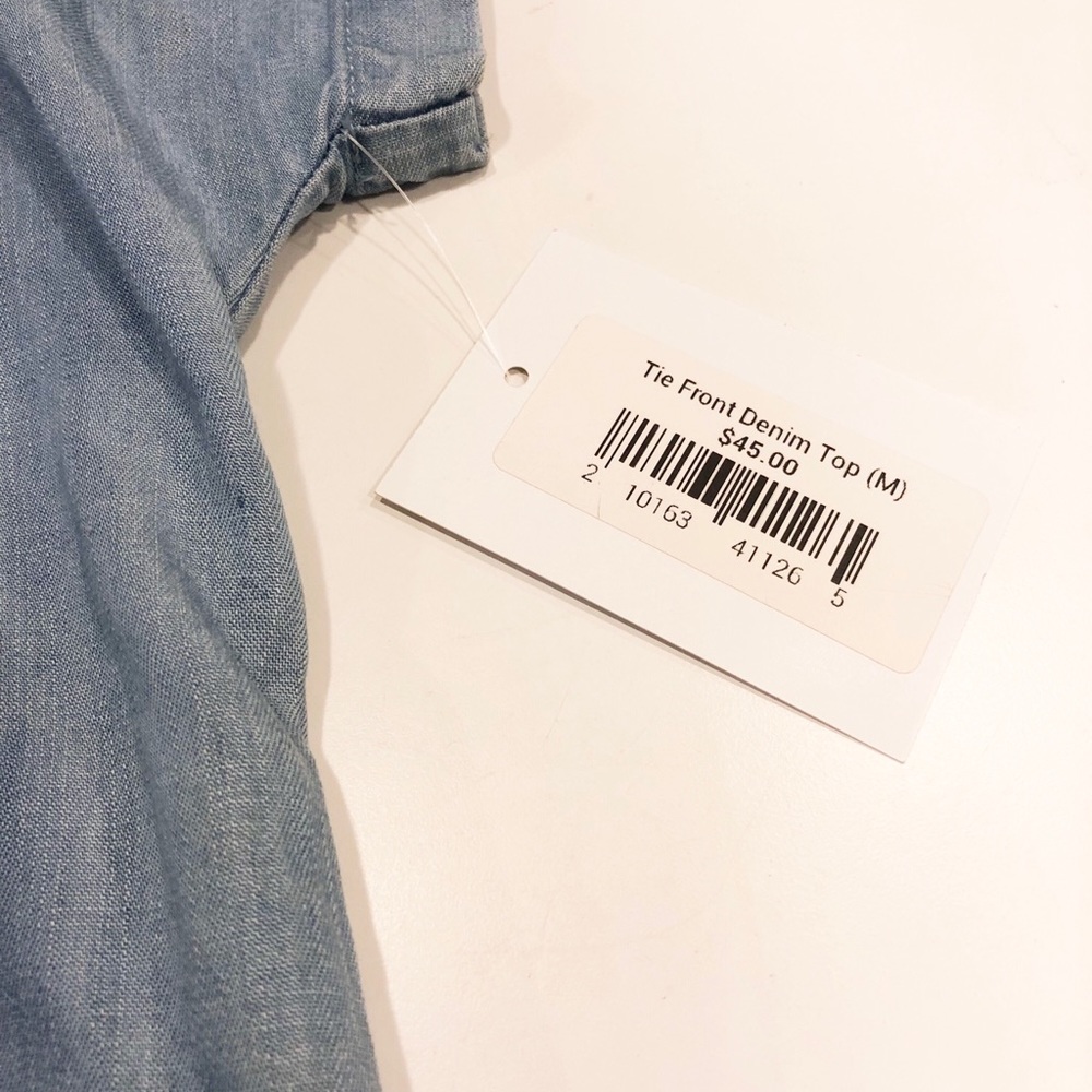 NWT Lovestitch - Denim Tie Front Button Top - Sz M - Picture 6 of 8